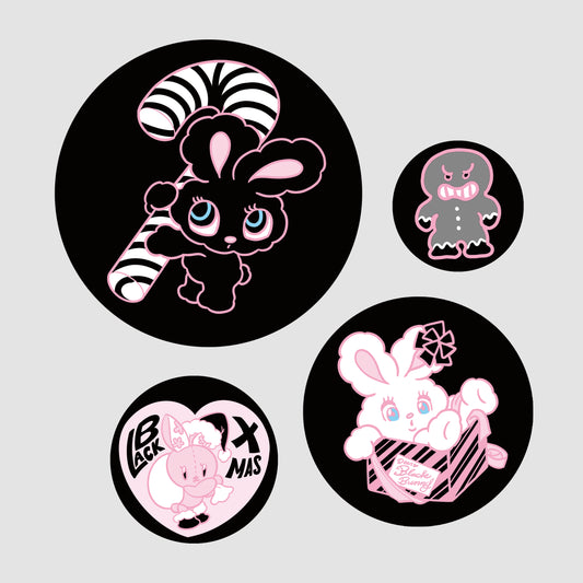 BLACK XMAS Pin Button Set of 4